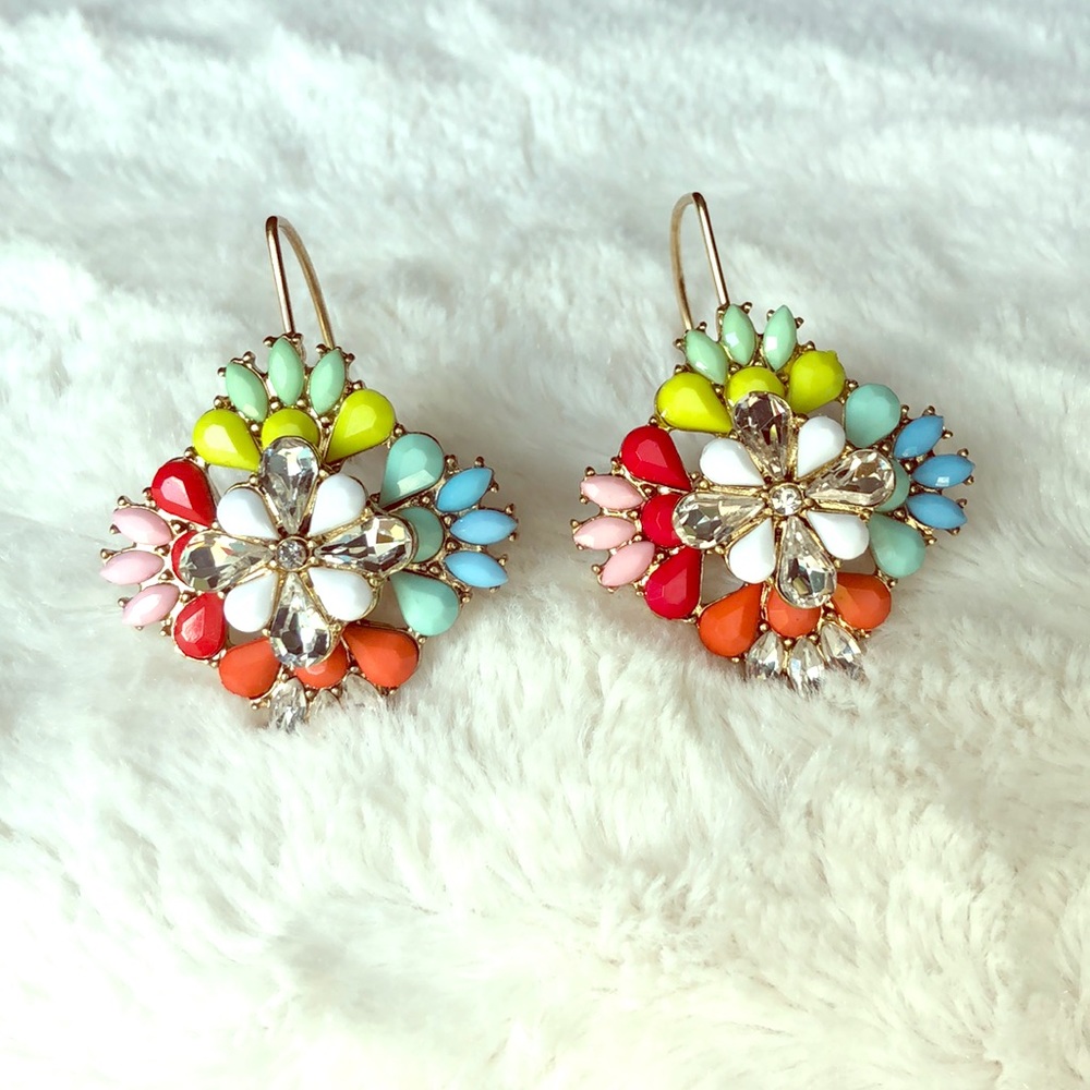 Sparkly and colorful flower inspired earrings